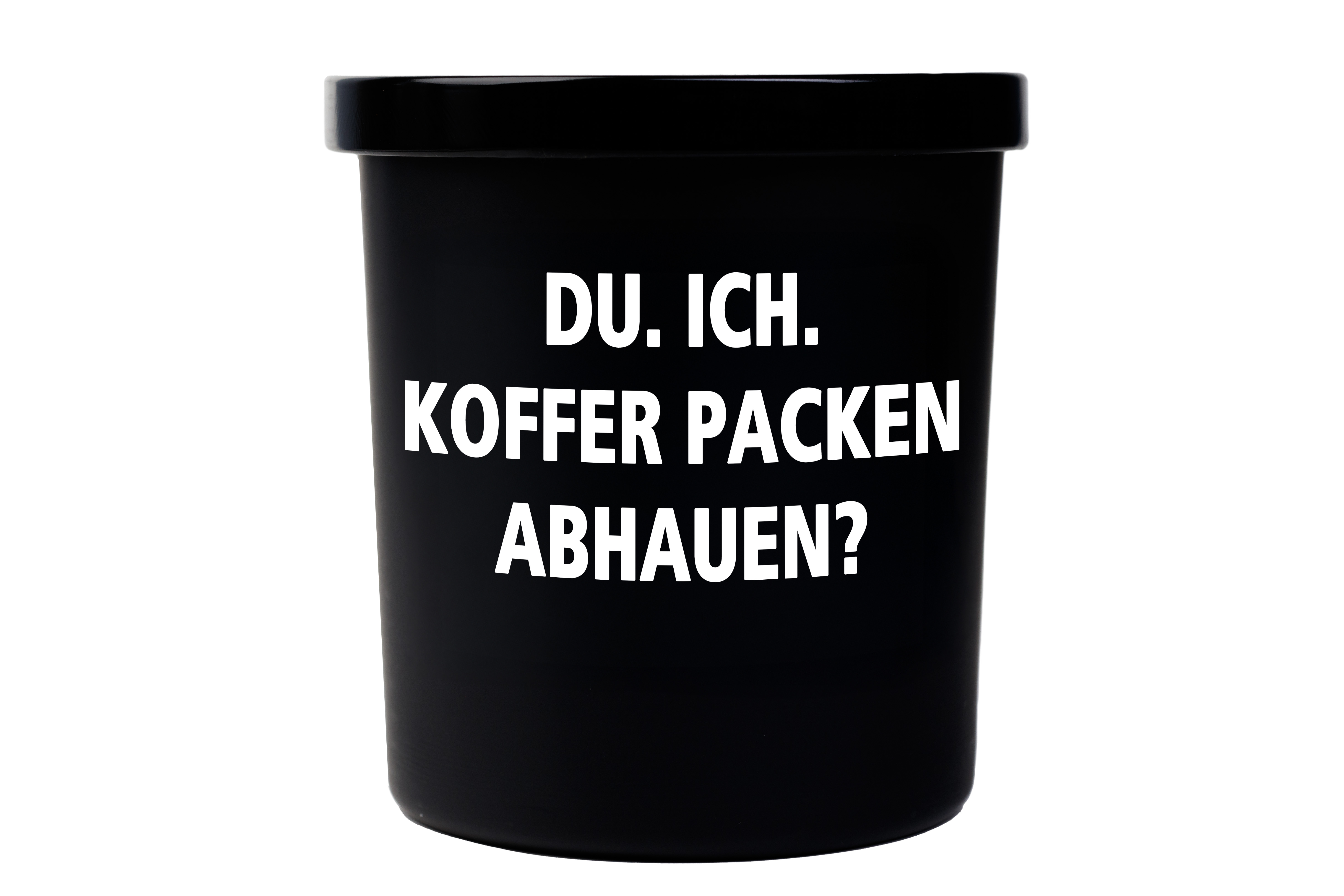 Spruchkerze "DU ICH Koffer packen.."
