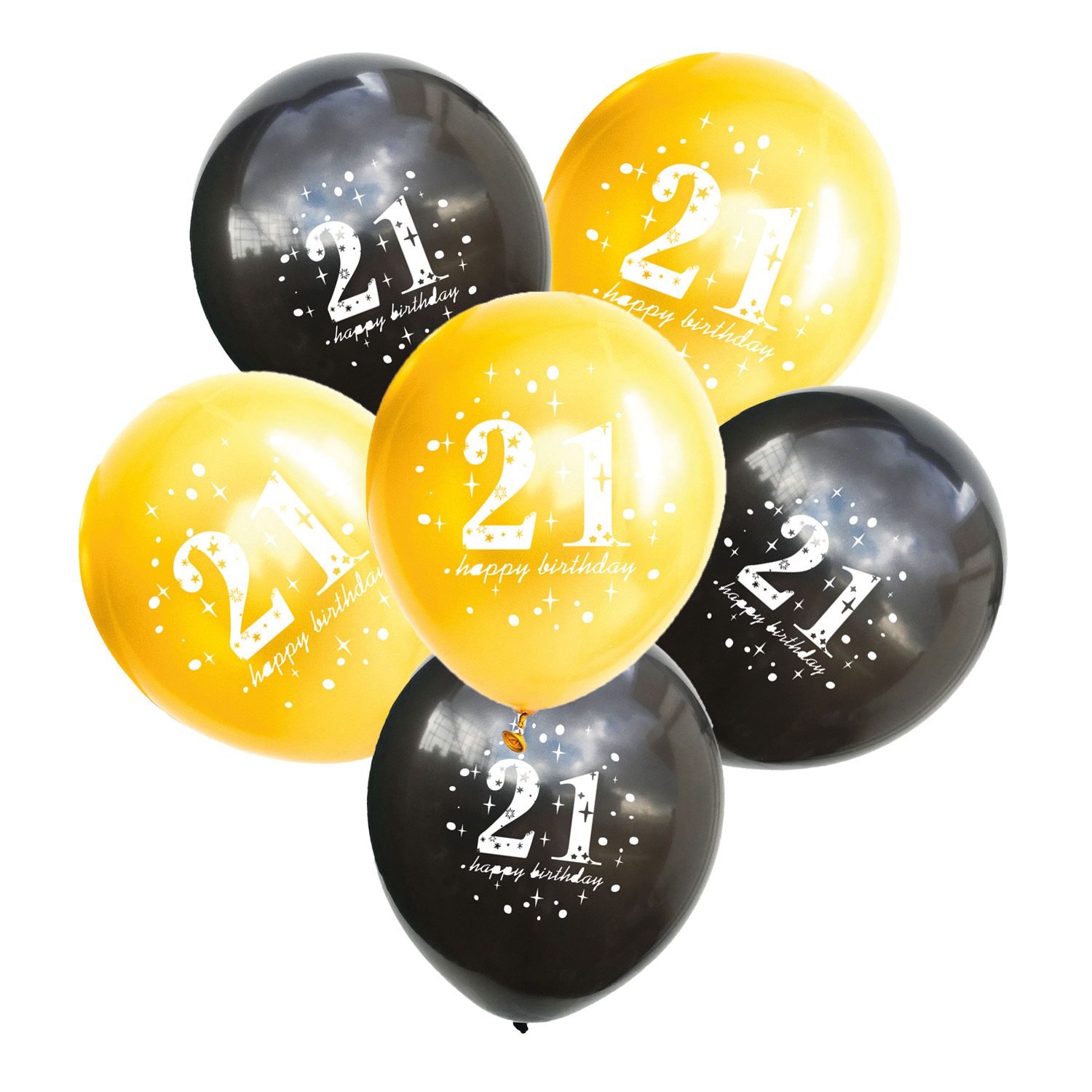 6er Ballon-Set mit Jahreszahl, schwarz/gold