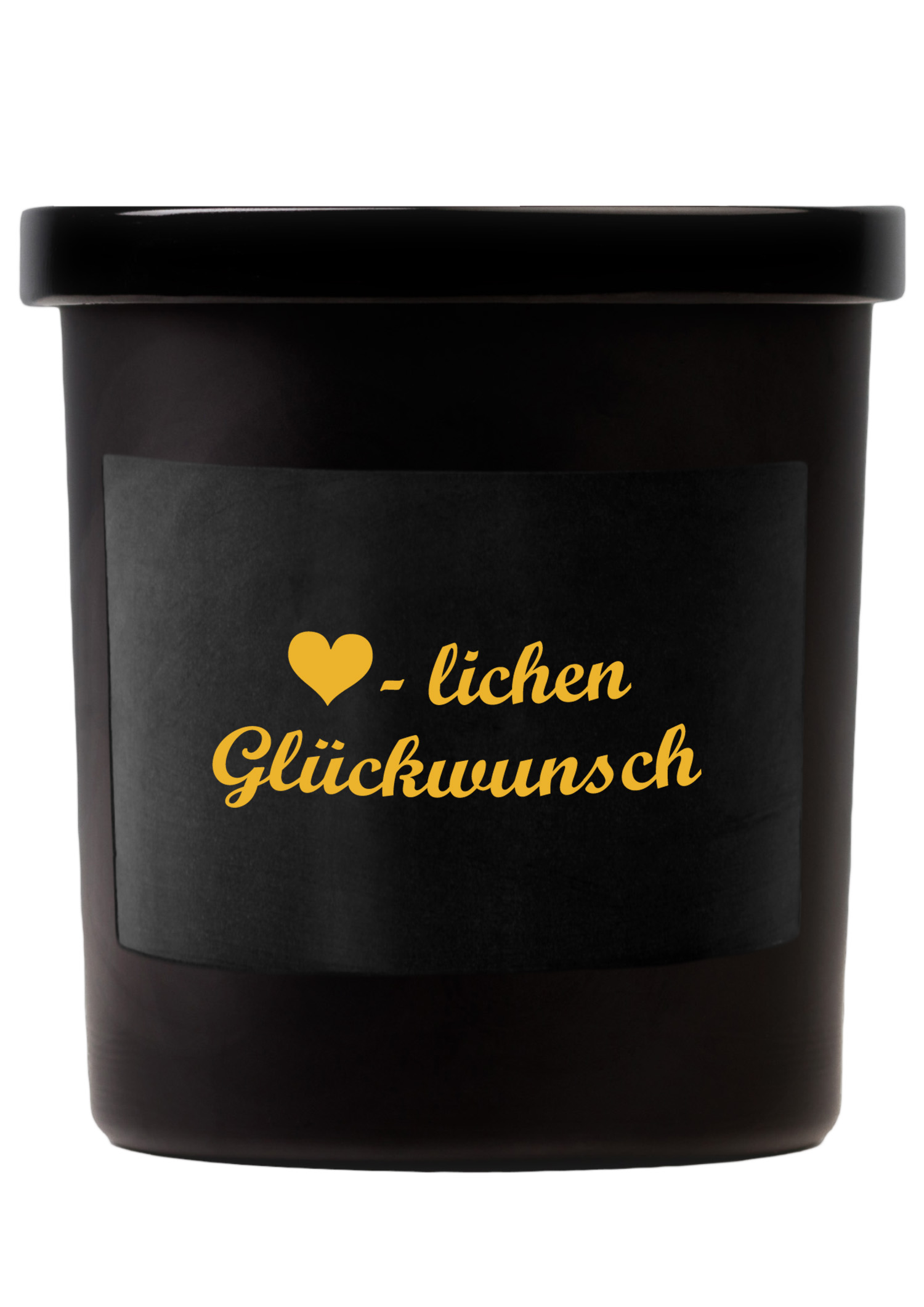 Duftkerze schwarz "(Herz)lichen Glückwunsch"
