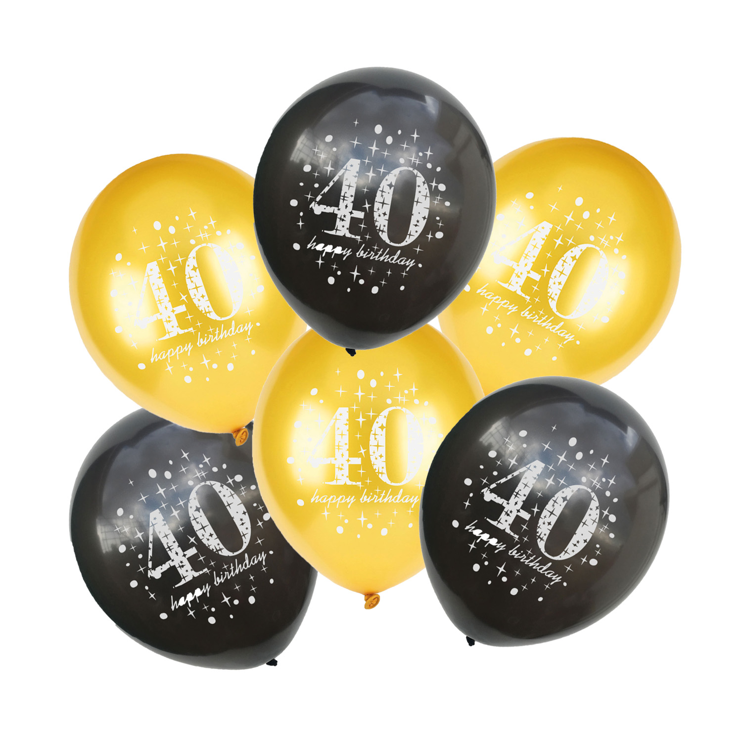6er Ballon-Set mit Jahreszahl, schwarz/gold