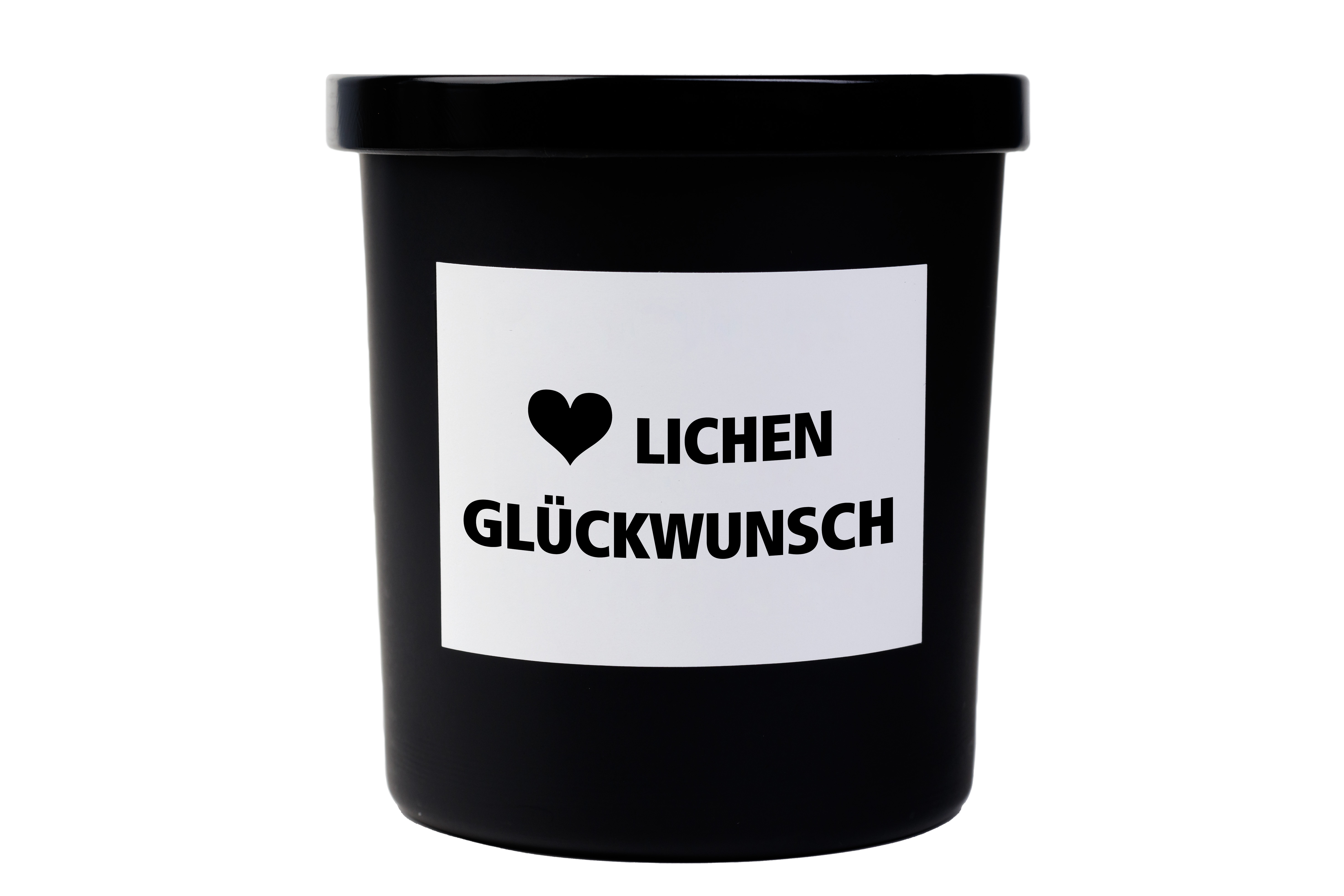 Duftkerze schwarz "(Herz)lichen Glückwunsch"