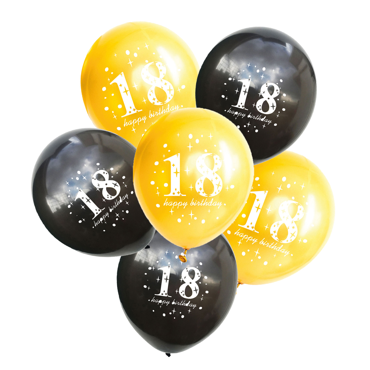 6er Ballon-Set mit Jahreszahl, schwarz/gold