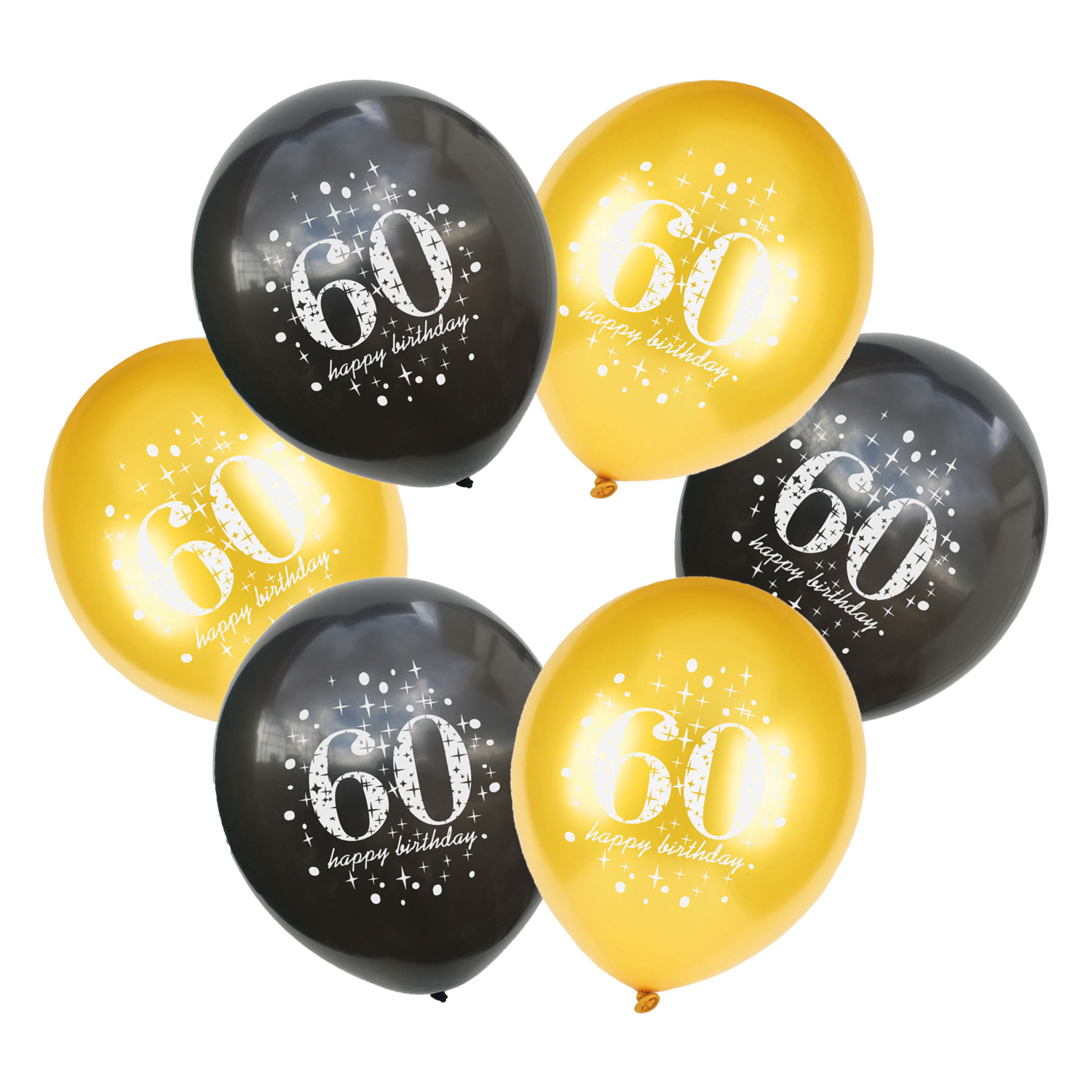 6er Ballon-Set mit Jahreszahl, schwarz/gold